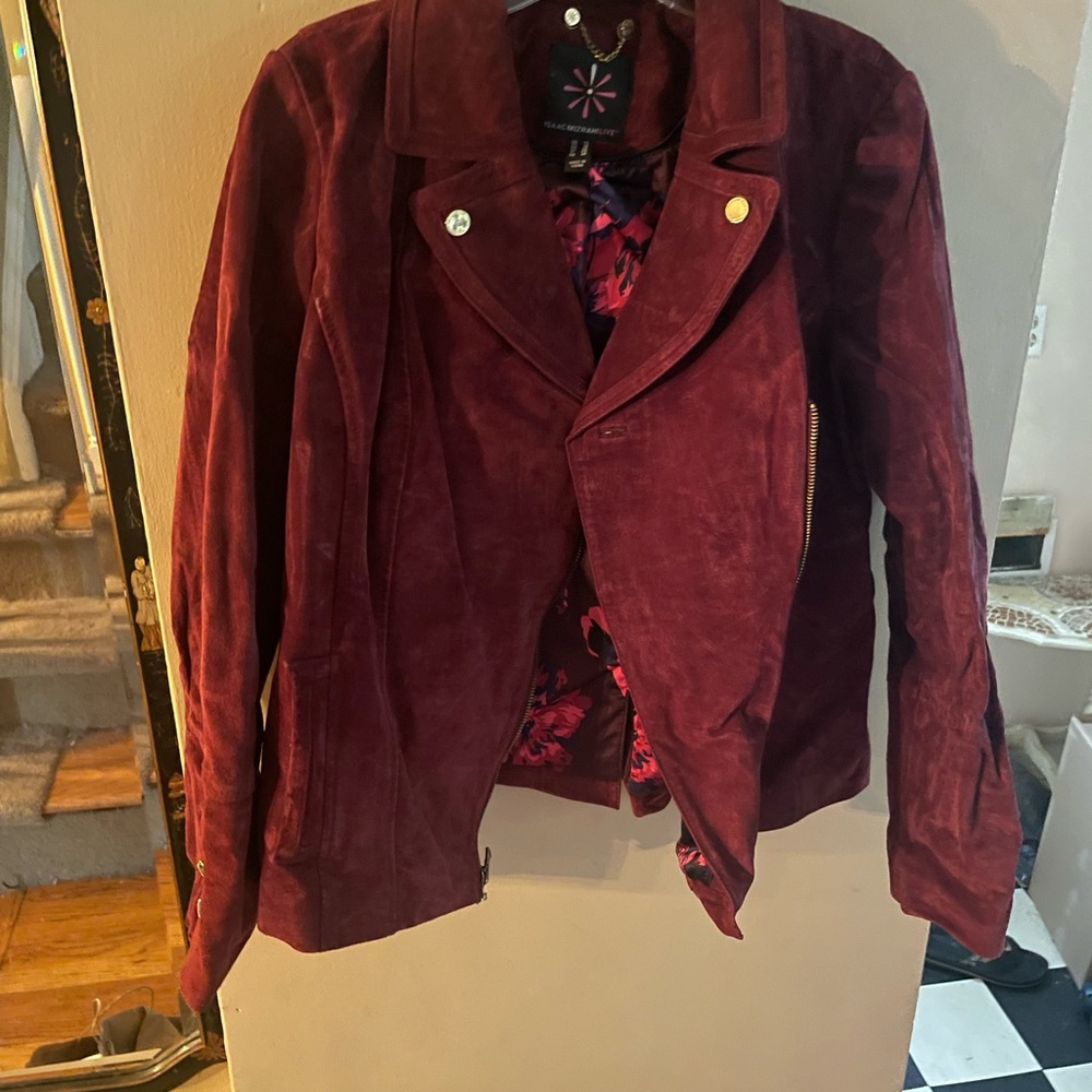 Isaac Mizrahi Live Burgundy Suede Jacket